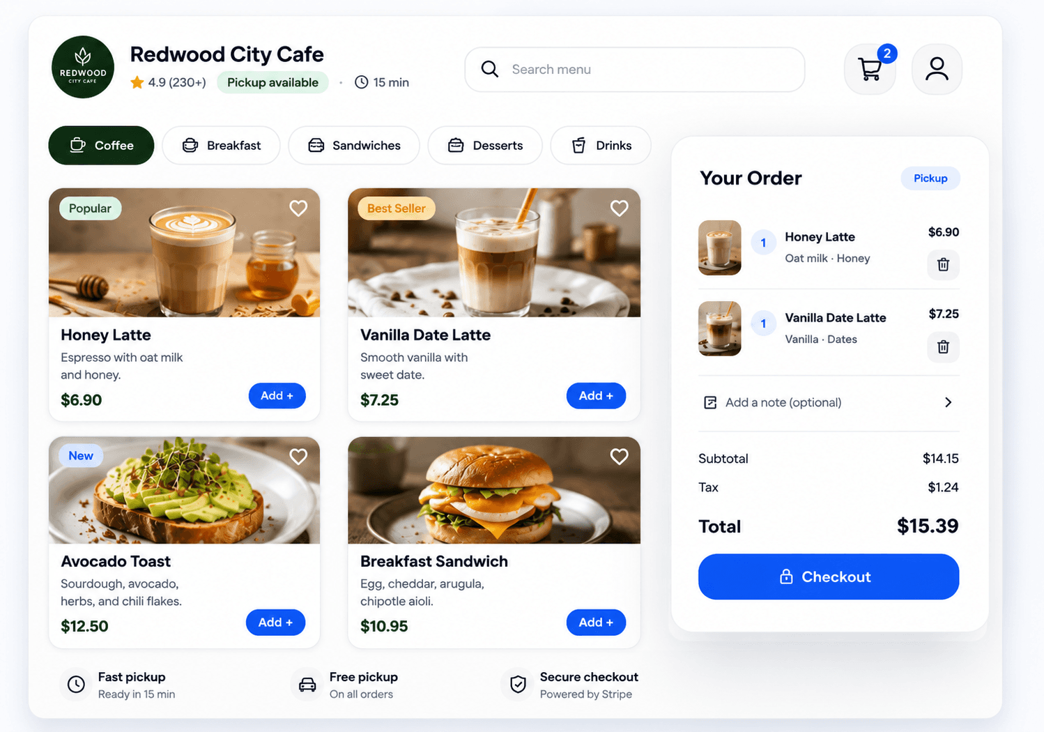 Restaurant mobile ordering designed for guests on the go. shown in the BranchOrbit product interface